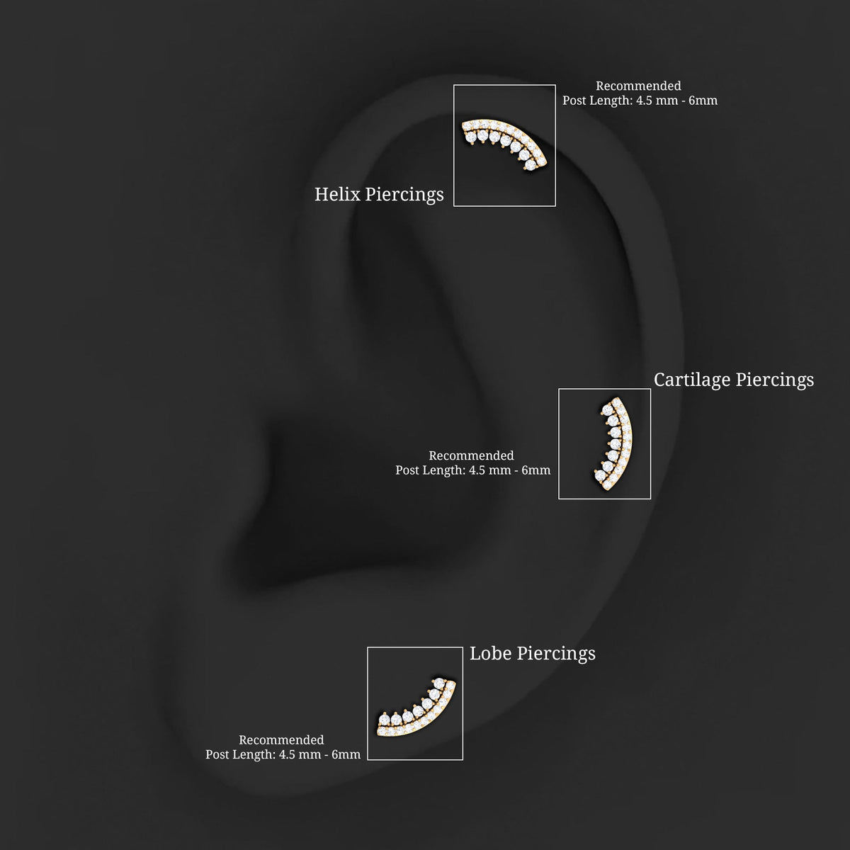 Certified Diamond Curved Cartilage Earring for Women