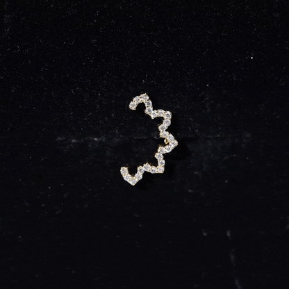 Certified Diamond Curved Floral Earring for Cartilage Piercing