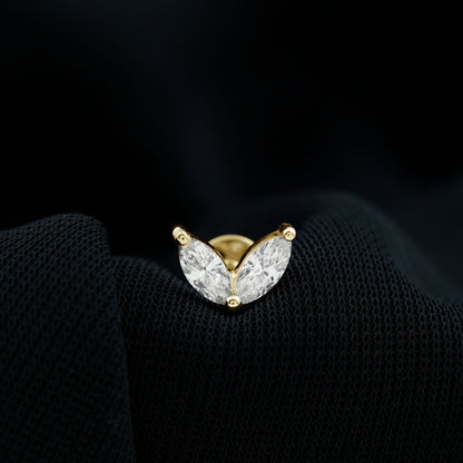 Marquise Diamond Two Stone Earring for Tragus Piercing
