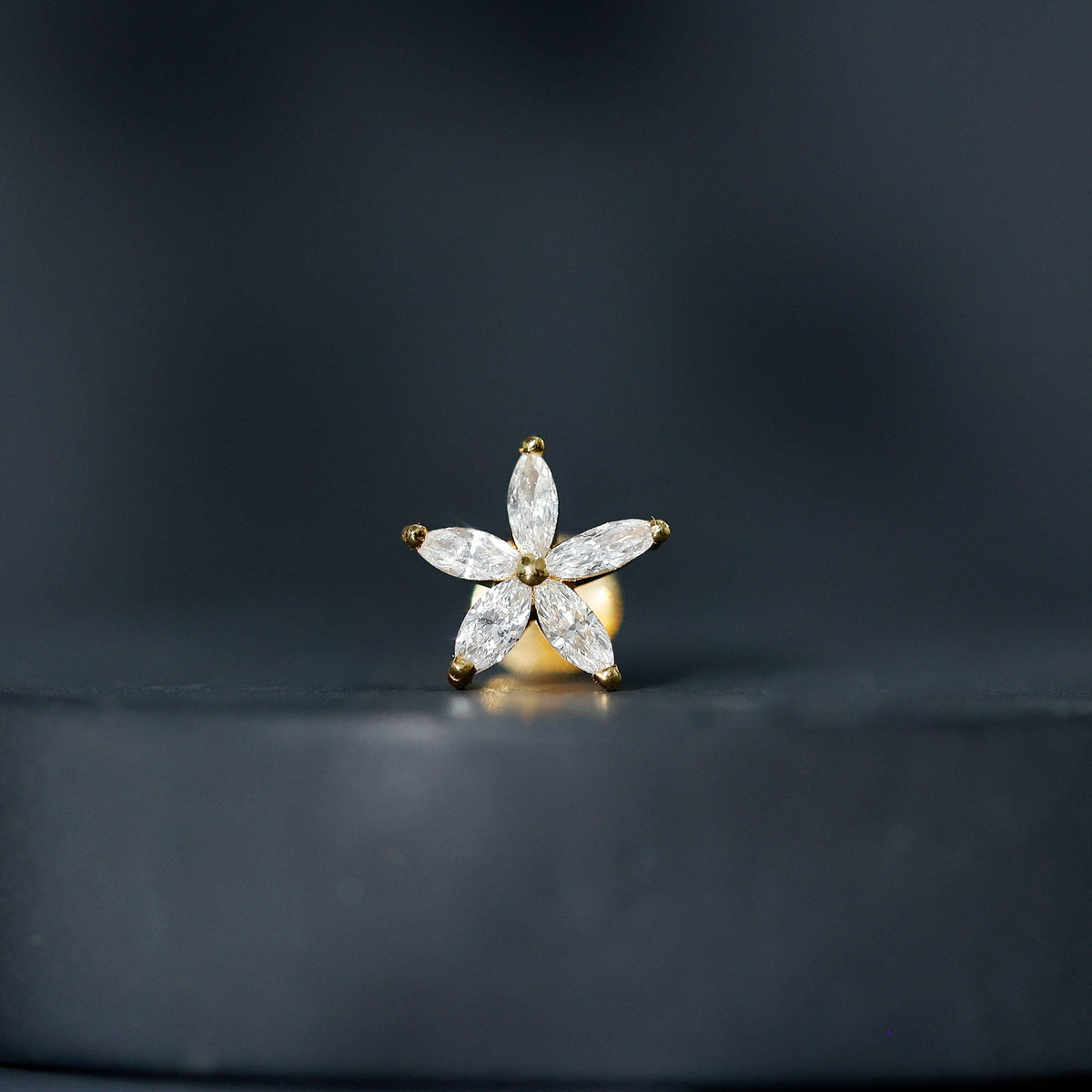 Marquise Diamond Floral Upper Lobe Earring