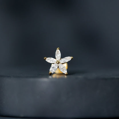 Marquise Diamond Floral Upper Lobe Earring