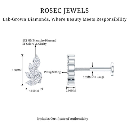 Nature Inspired Marquise Diamond Cluster Earring for Helix