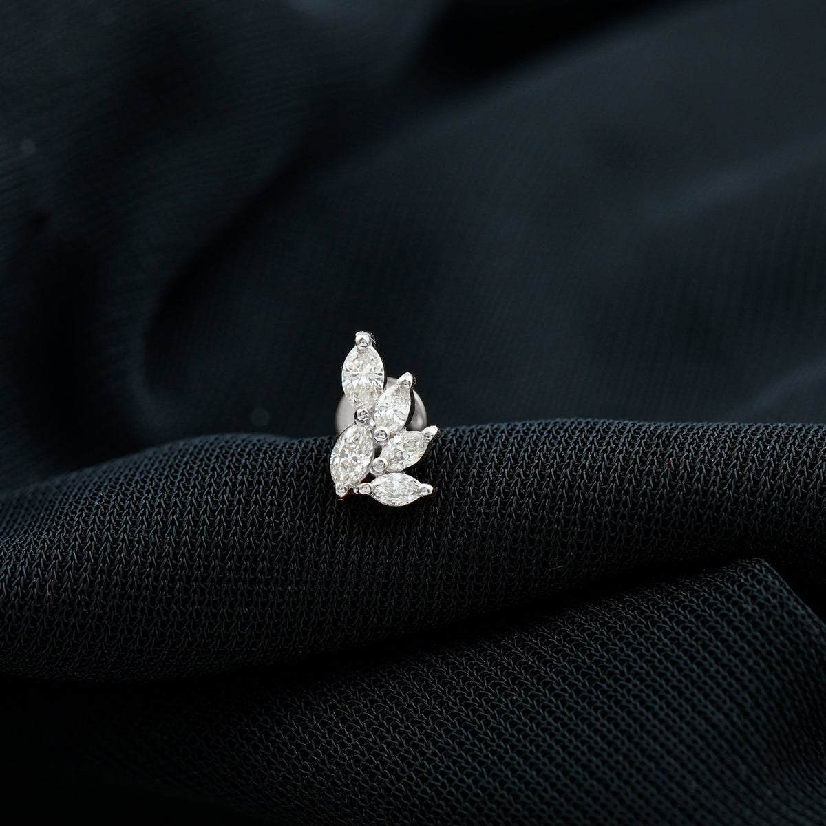 Nature Inspired Marquise Diamond Cluster Earring for Helix