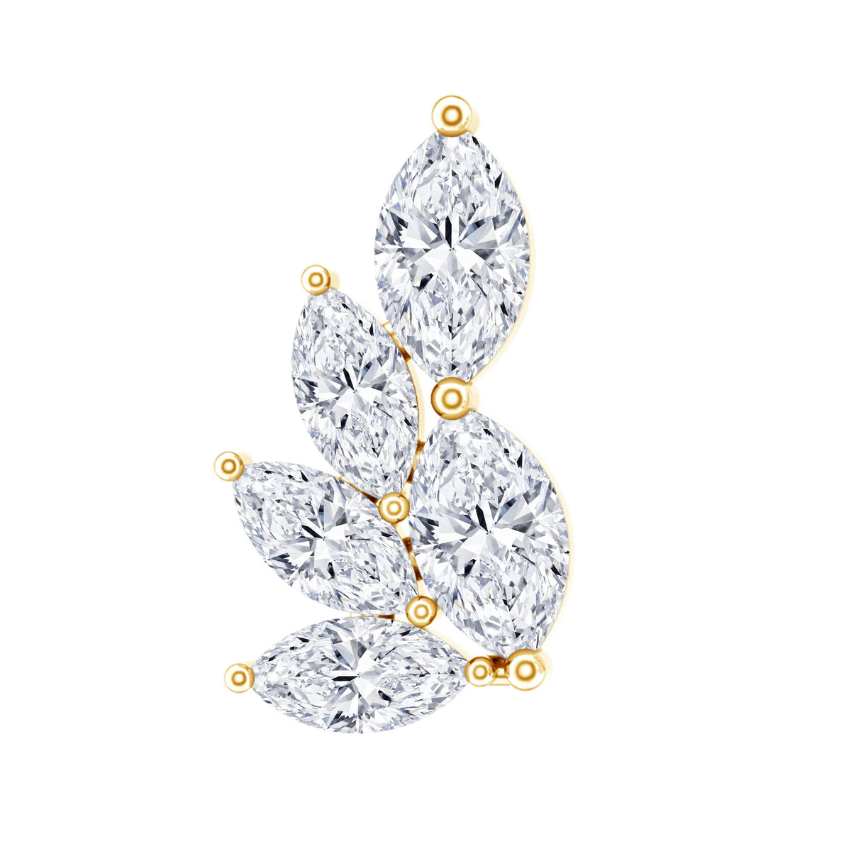 Nature Inspired Marquise Diamond Cluster Earring for Helix
