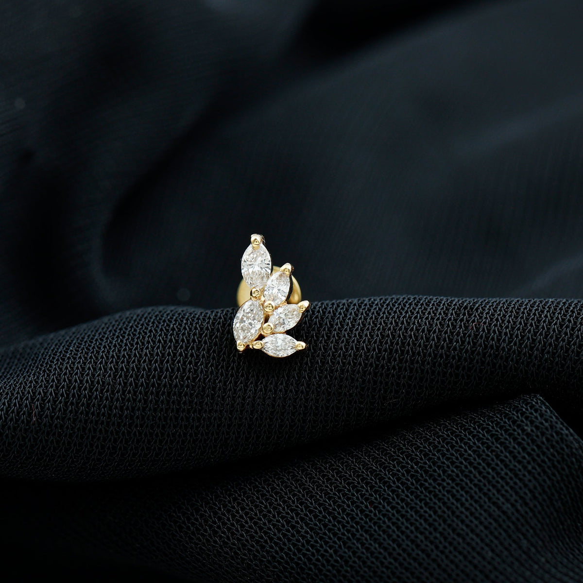 Nature Inspired Marquise Diamond Cluster Earring for Helix