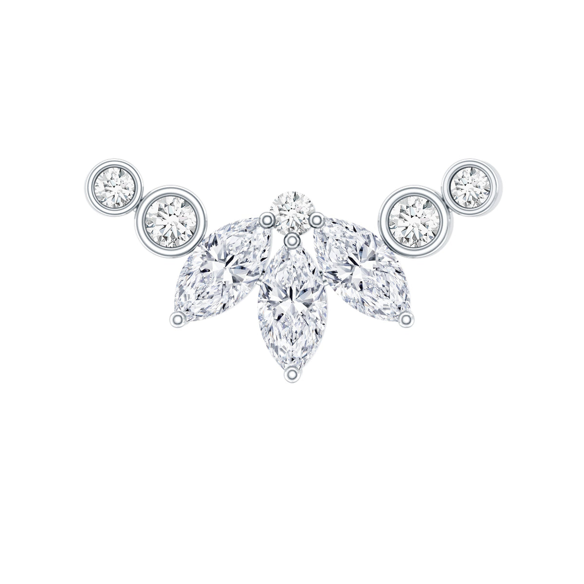 Marquise Diamond Crawler Earring for Cartilage Piercing