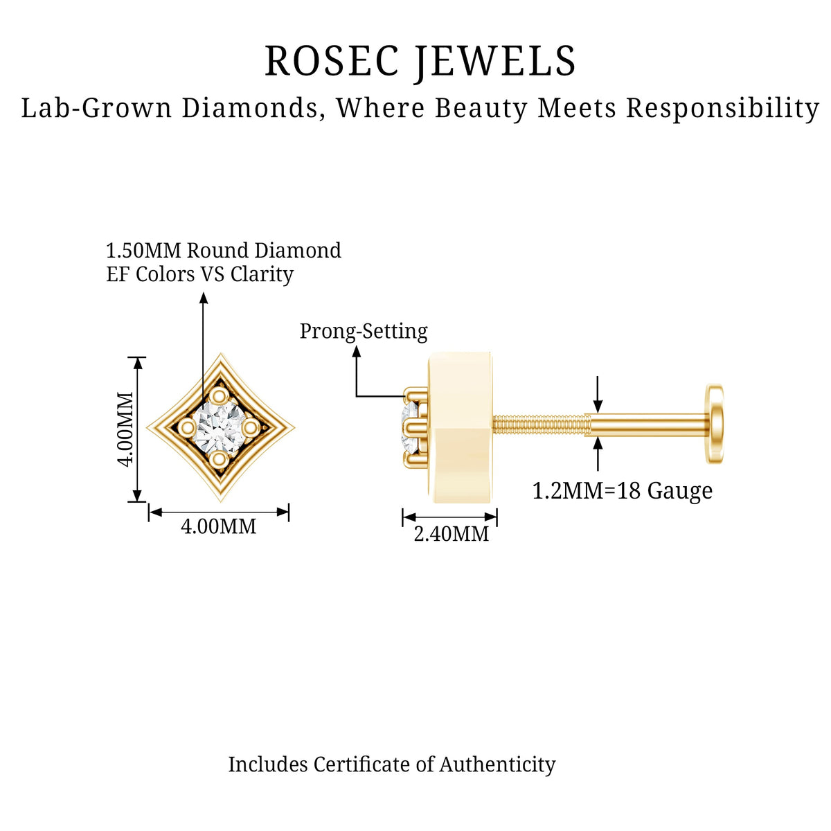 Classic Diamond Solitaire Nose Pin for Women