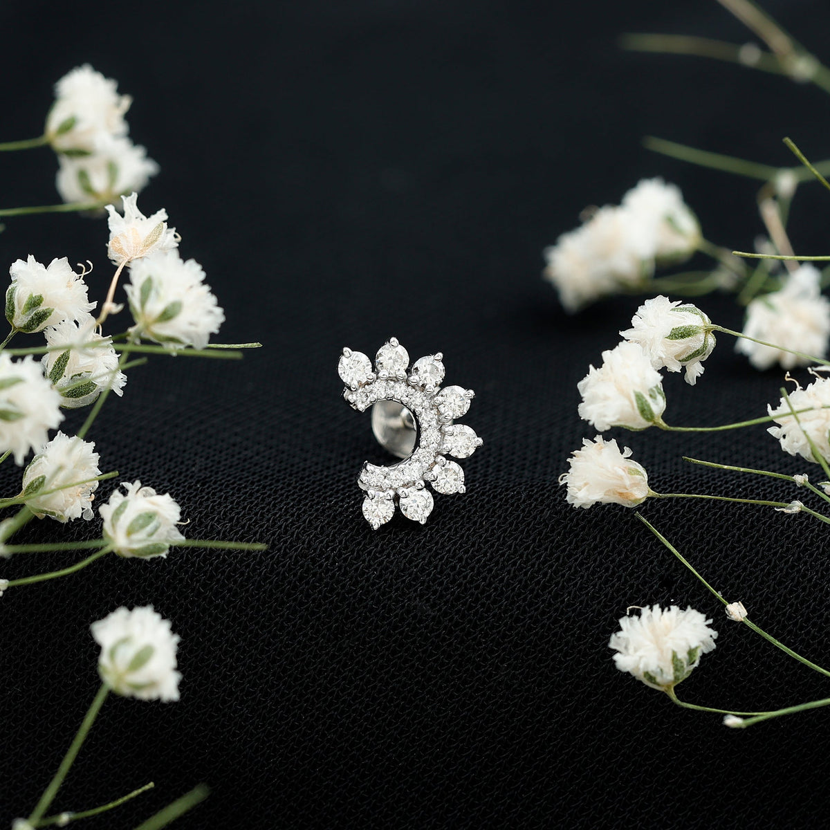 Real Diamond Horseshoe Earring for Helix Piercing