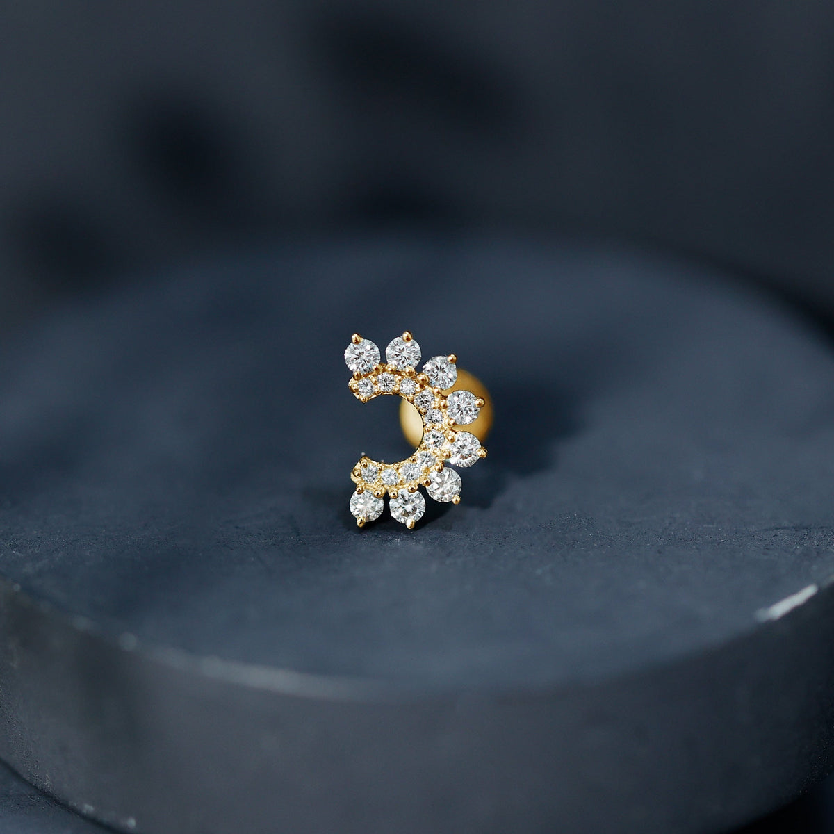 Real Diamond Horseshoe Earring for Helix Piercing