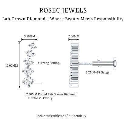 Minimal Graduated Diamond Crawler Earring