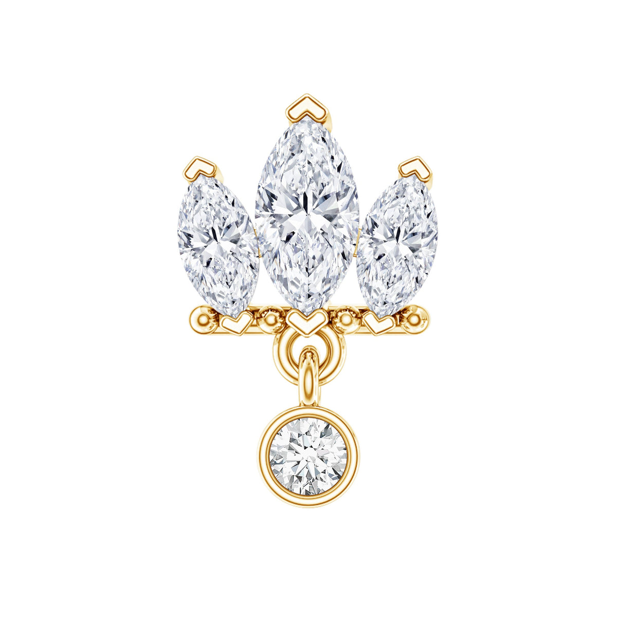 Three Marquise Shape Diamond Helix Drop Earring
