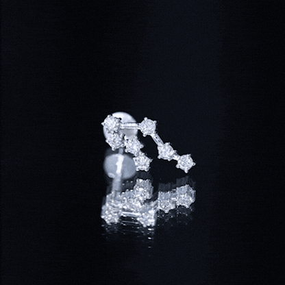 Round Diamond Gemini Zodiac Cartilage Earring