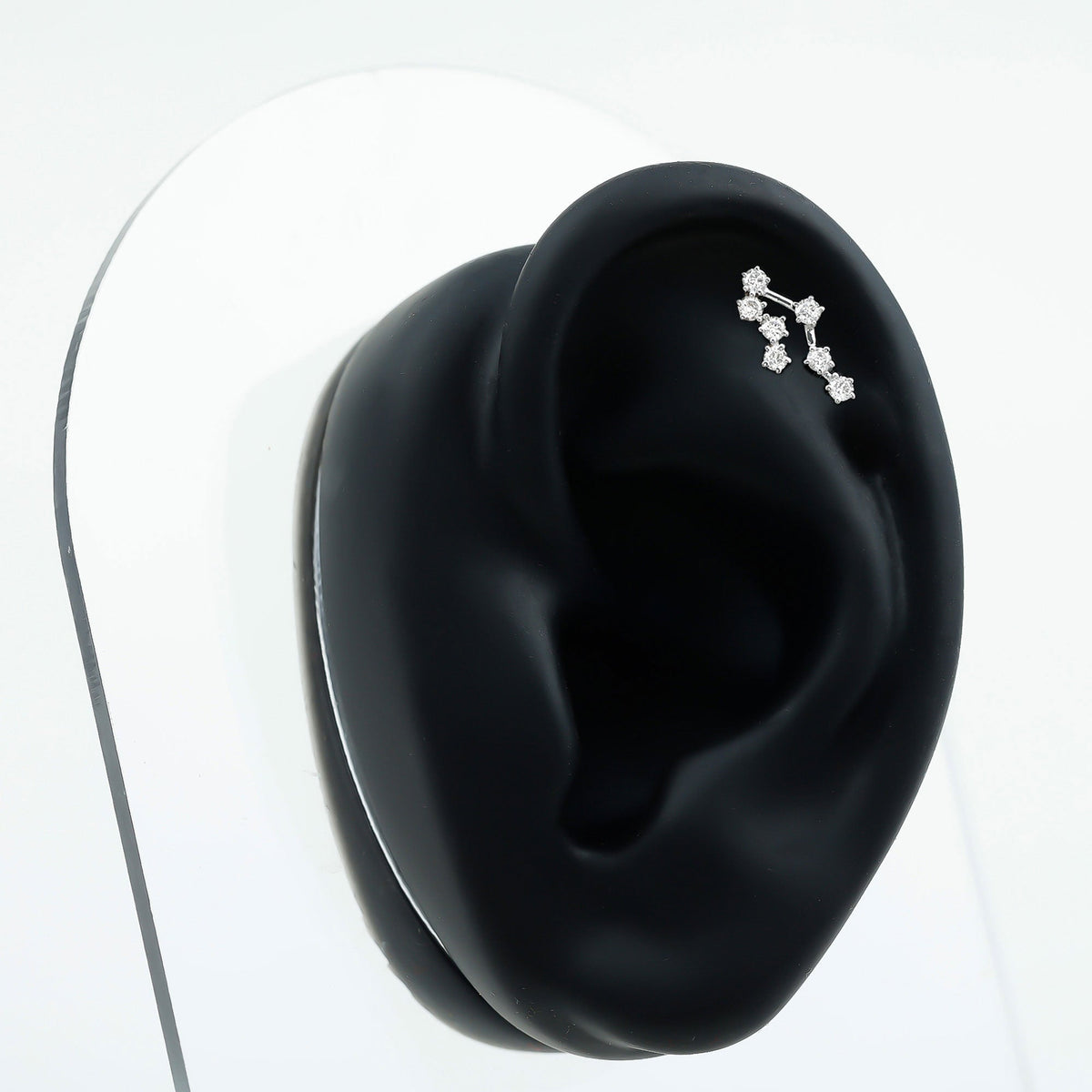 Round Diamond Gemini Zodiac Cartilage Earring