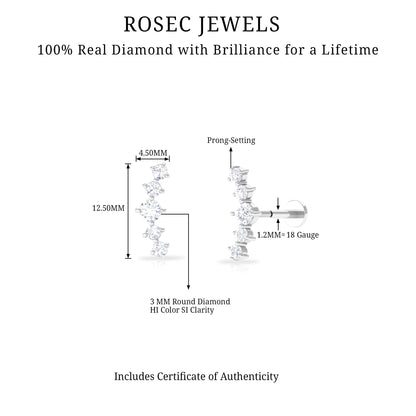 Graduated Style Diamond Crawler Earring for Women