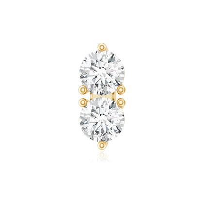 Natural Diamond 2 Stone Earring for Tragus Piercing