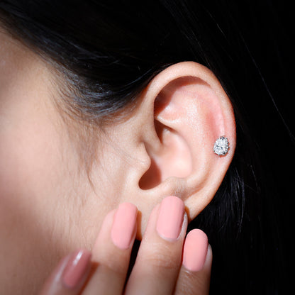 Solitaire Diamond Teardrop Tragus Earring for Women