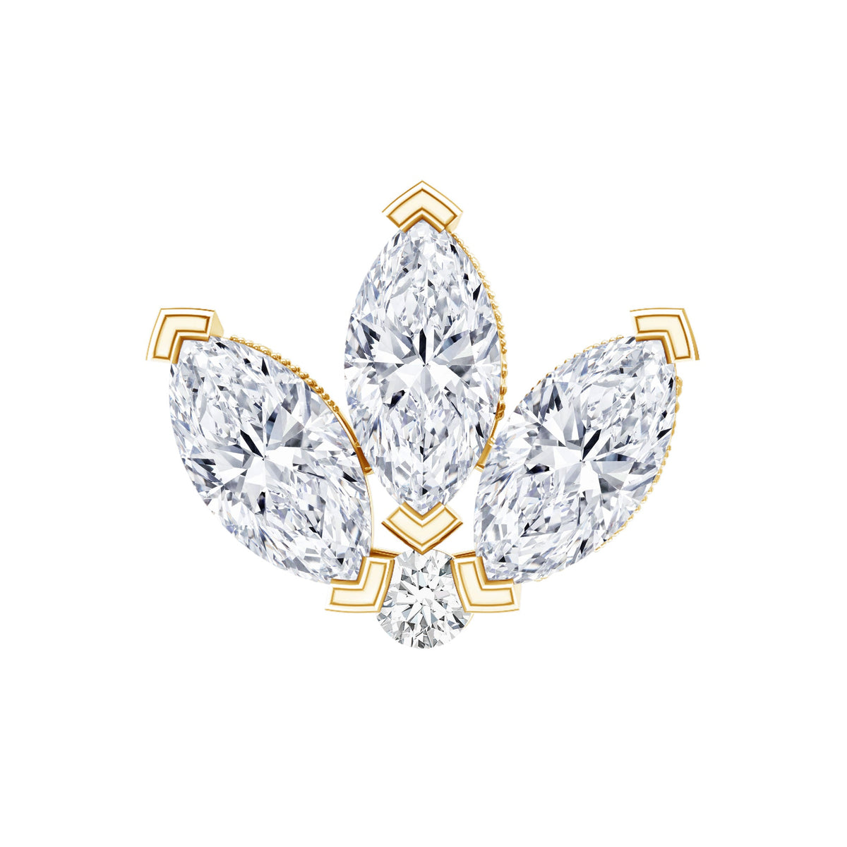 Marquise Diamond Lotus Flower Earring for Helix Piercing