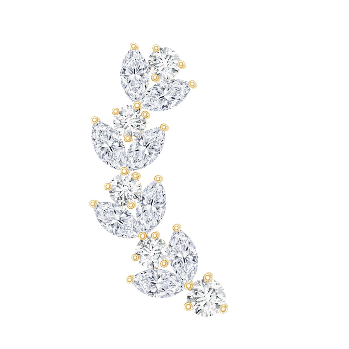 Nature Inspired Diamond Leaf Crawler Helix Earring