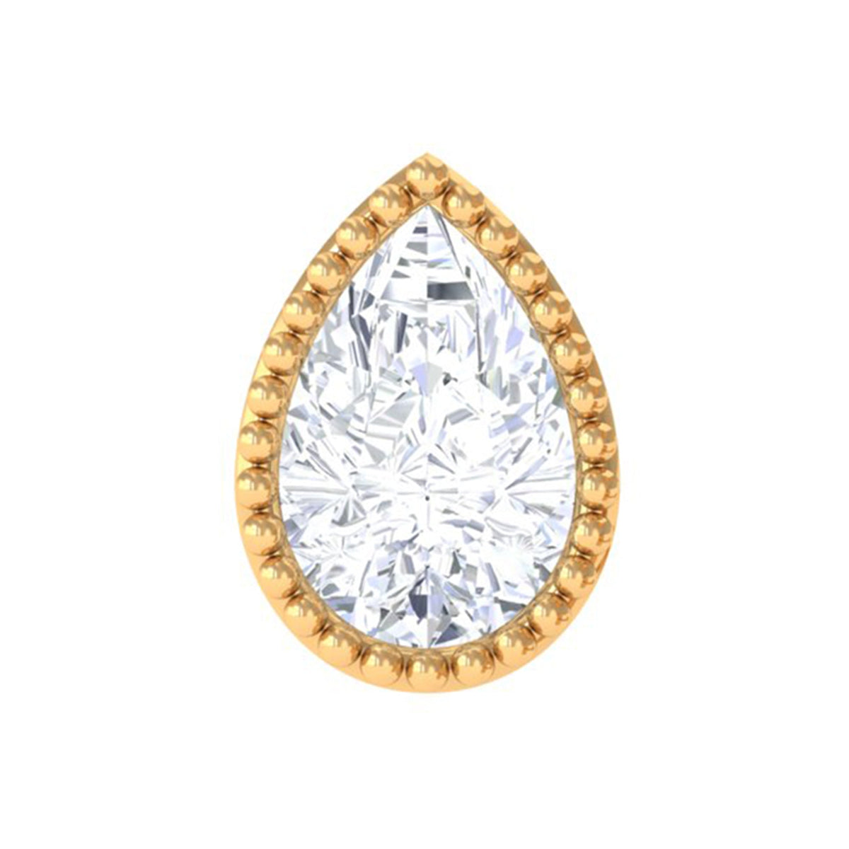 Solitaire Diamond Teardrop Stud Earring for Helix Piercing