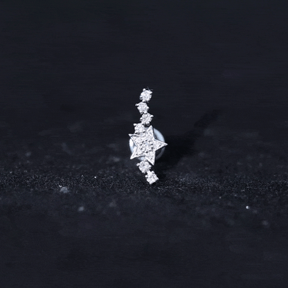 Certified Diamond Star Crawler Earring for Helix Piercing