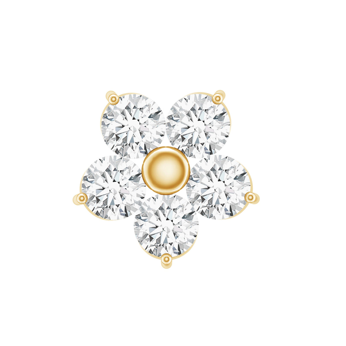 Minimalist Diamond Flower Tragus Earring with Flat Back