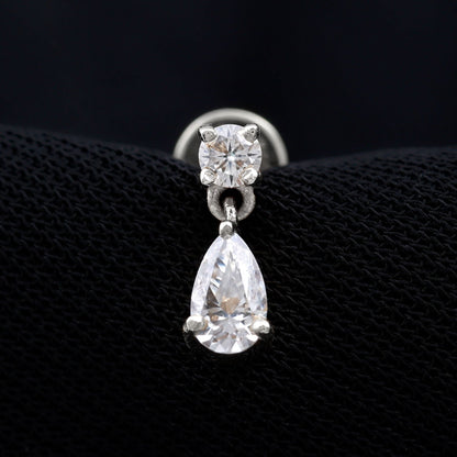 Moissanite Teardrop Earring for Helix Piercing
