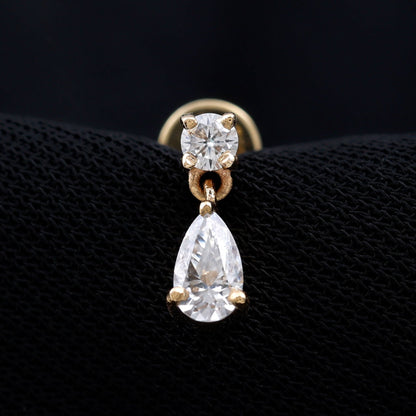 Moissanite Teardrop Earring for Helix Piercing