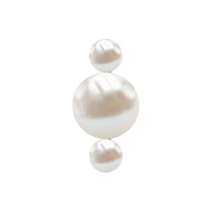 Round Freshwater Pearl Three Stone Cartilage Earring