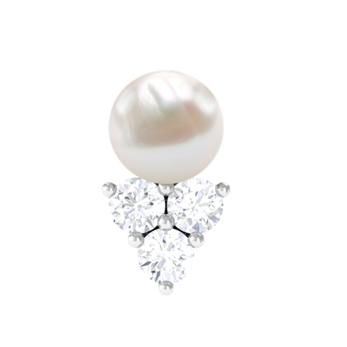 2 Carat Freshwater Pearl and Diamond Tragus Earring