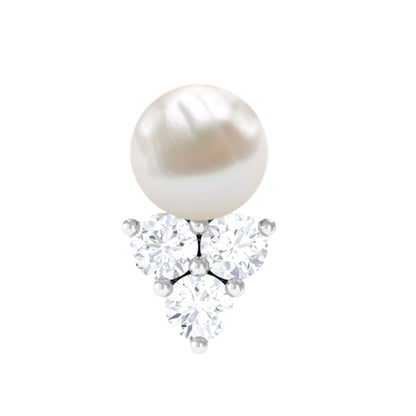 2 Carat Freshwater Pearl and Diamond Tragus Earring