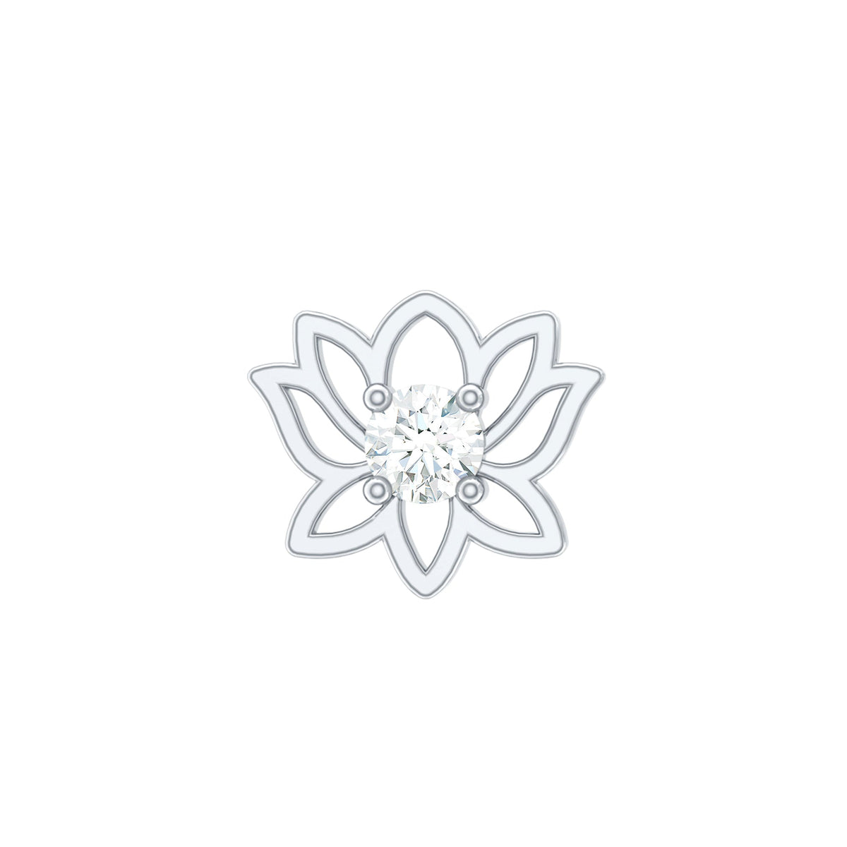 Nature Inspired Diamond Lotus Earring for Helix Piercing