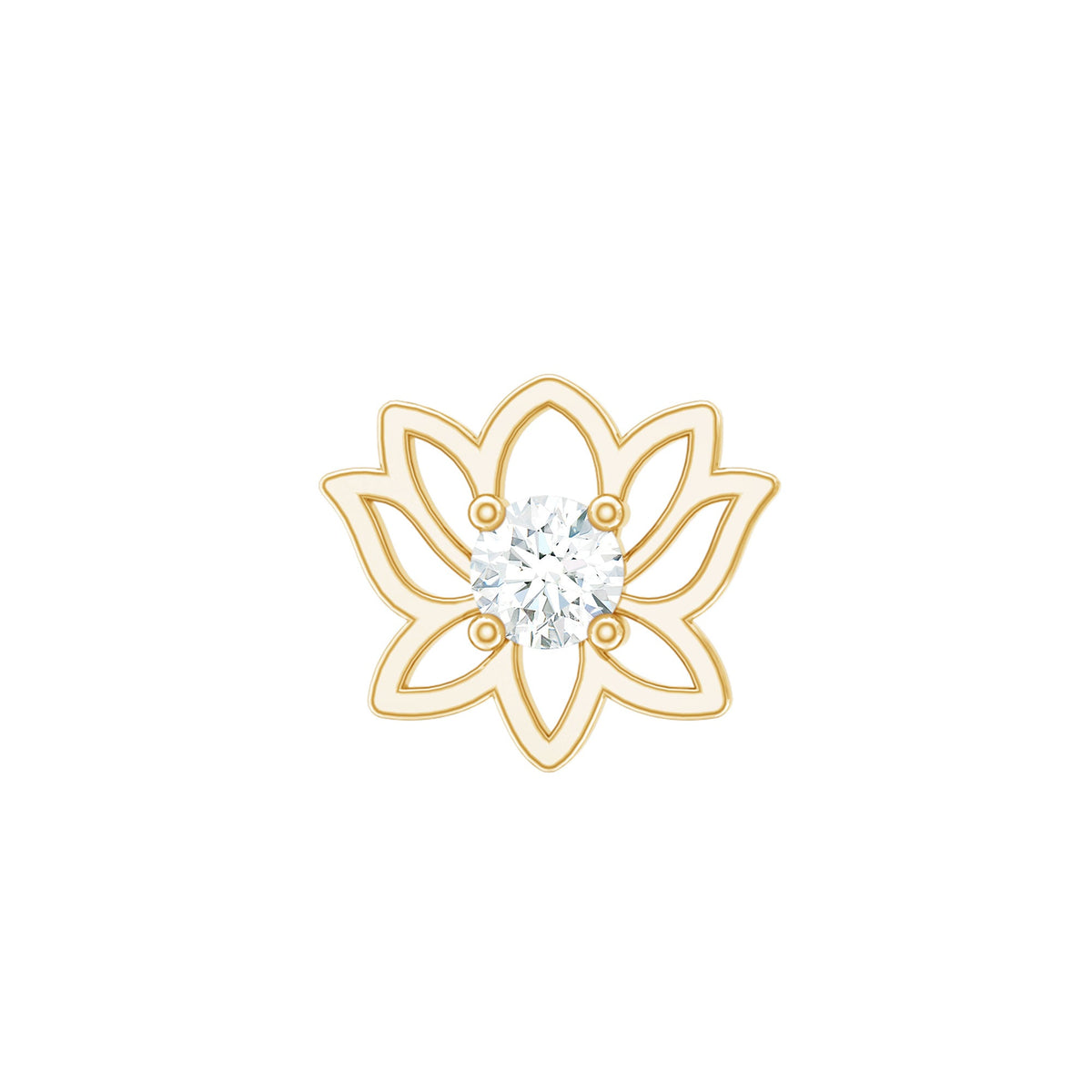 Nature Inspired Diamond Lotus Earring for Helix Piercing