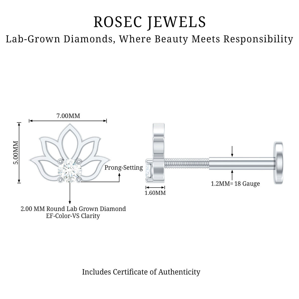 Nature Inspired Diamond Lotus Earring