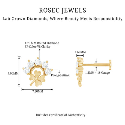 Diamond Four Leaf Clover Earring