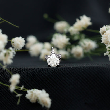 Cute Moissanite Unicorn Helix Earring for Women
