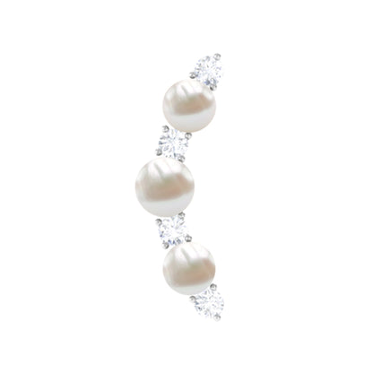 Simple Freshwater Pearl and Moissanite Climber Earring