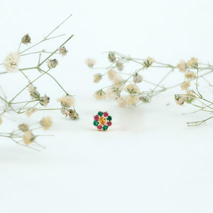 Lab Created Ruby and Created Emerald Wreath Helix Earring