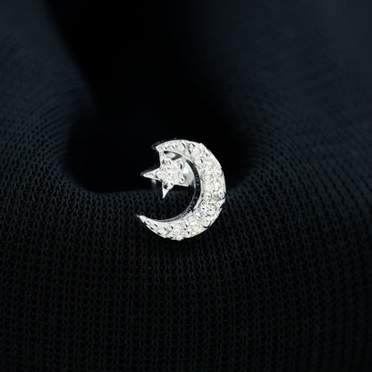 Moissanite Moon and Star Cartilage Earring