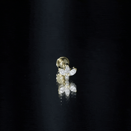 Marquise Diamond Lotus Earring for Cartilage Piercing