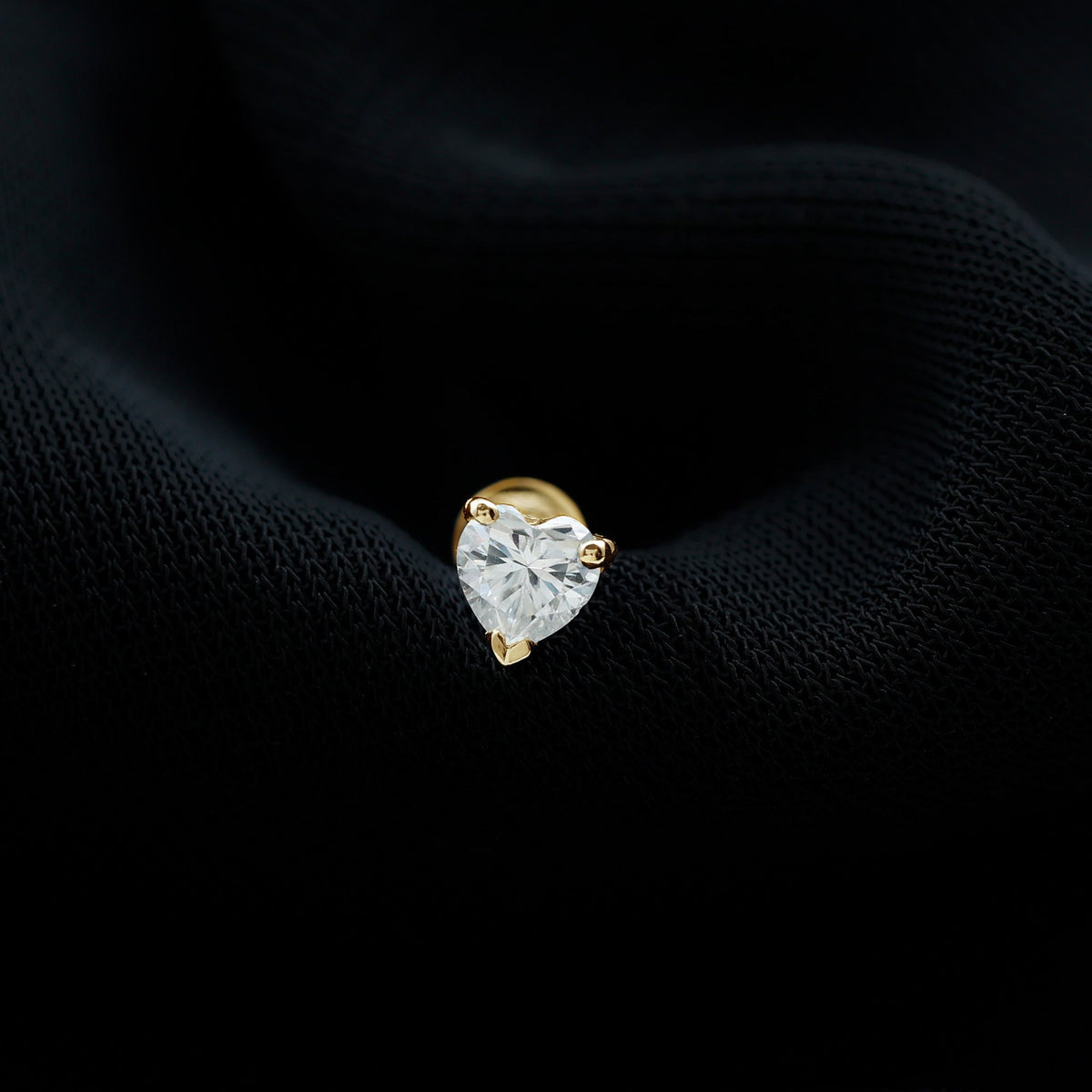 Solitaire Diamond Heart Earring with Flat Back
