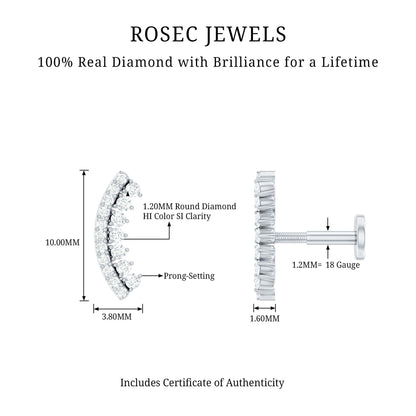 Certified Diamond Curved Cartilage Earring for Women