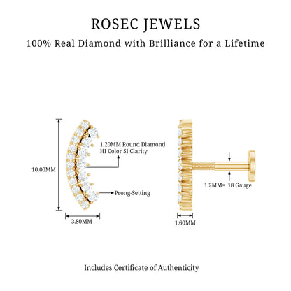 Certified Diamond Curved Cartilage Earring for Women