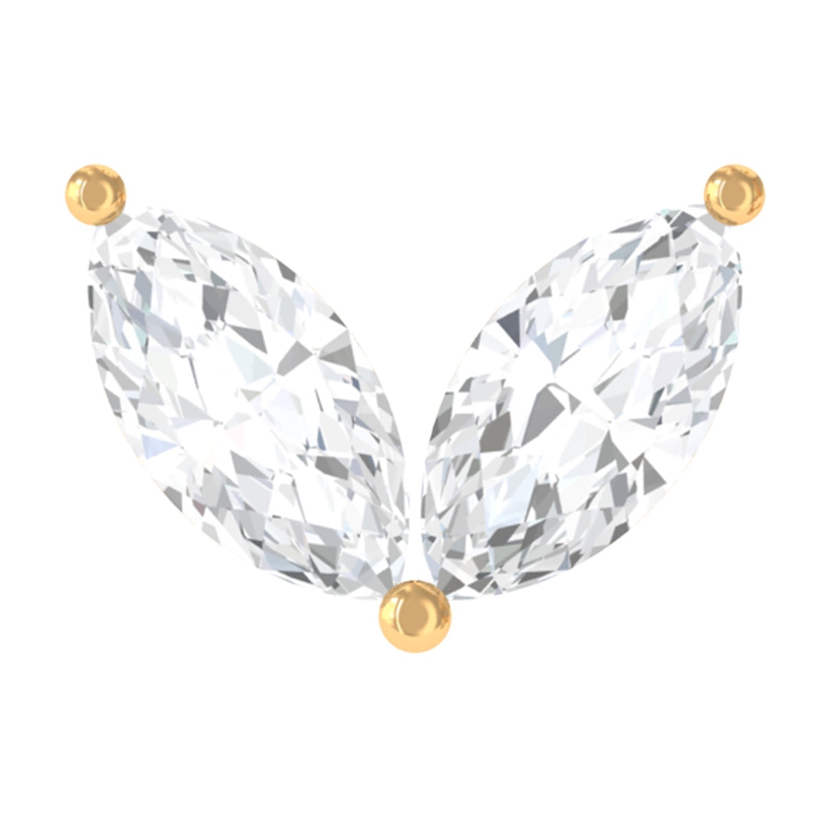 Marquise Diamond Two Stone Earring for Tragus Piercing