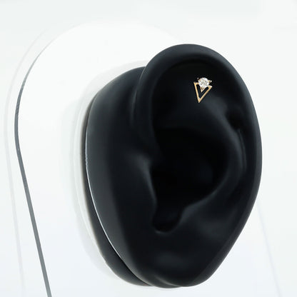Simple Diamond Solitaire Triangle Cartilage Earring