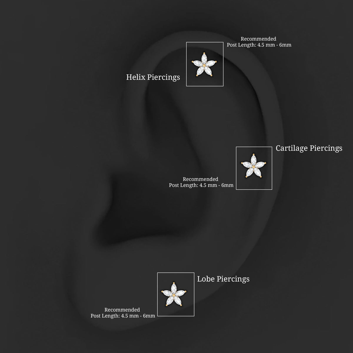 Marquise Diamond Floral Upper Lobe Earring