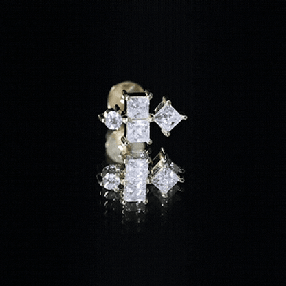 Princess Cut Diamond Helix Piercing Earring for Women