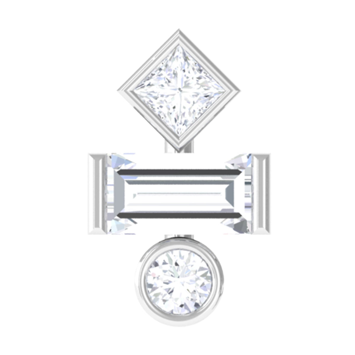 Three Multi Shape Diamond Helix Piercing Earring
