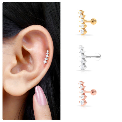 Minimal Graduated Diamond Crawler Earring