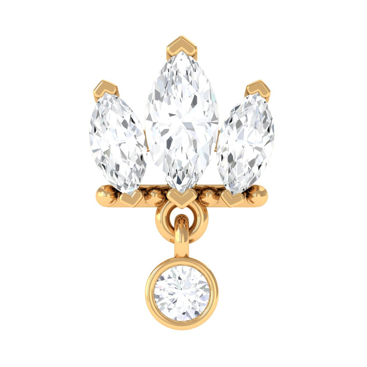 Three Marquise Shape Diamond Helix Drop Earring