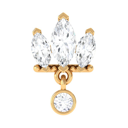 Three Marquise Shape Diamond Helix Drop Earring